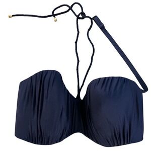 Panache Swim Marina Bandeau Bikini Top Navy Blue Underwire 38F SW0833